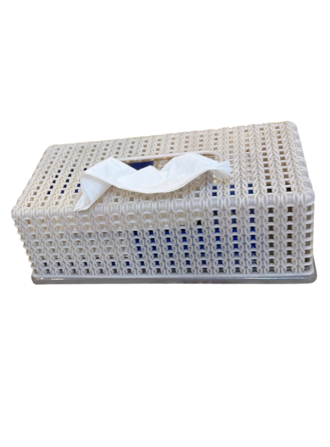 Woven Rattan-Style Rectangular Tissue Box Cover